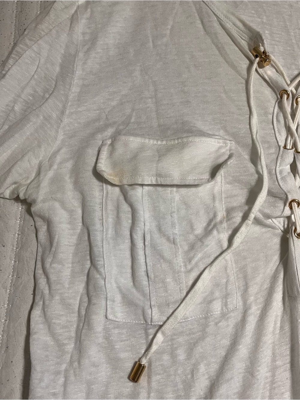 Balmain White Lace-Up Pocket Long Sleeve Tunic Top - Picture 3 of 8
